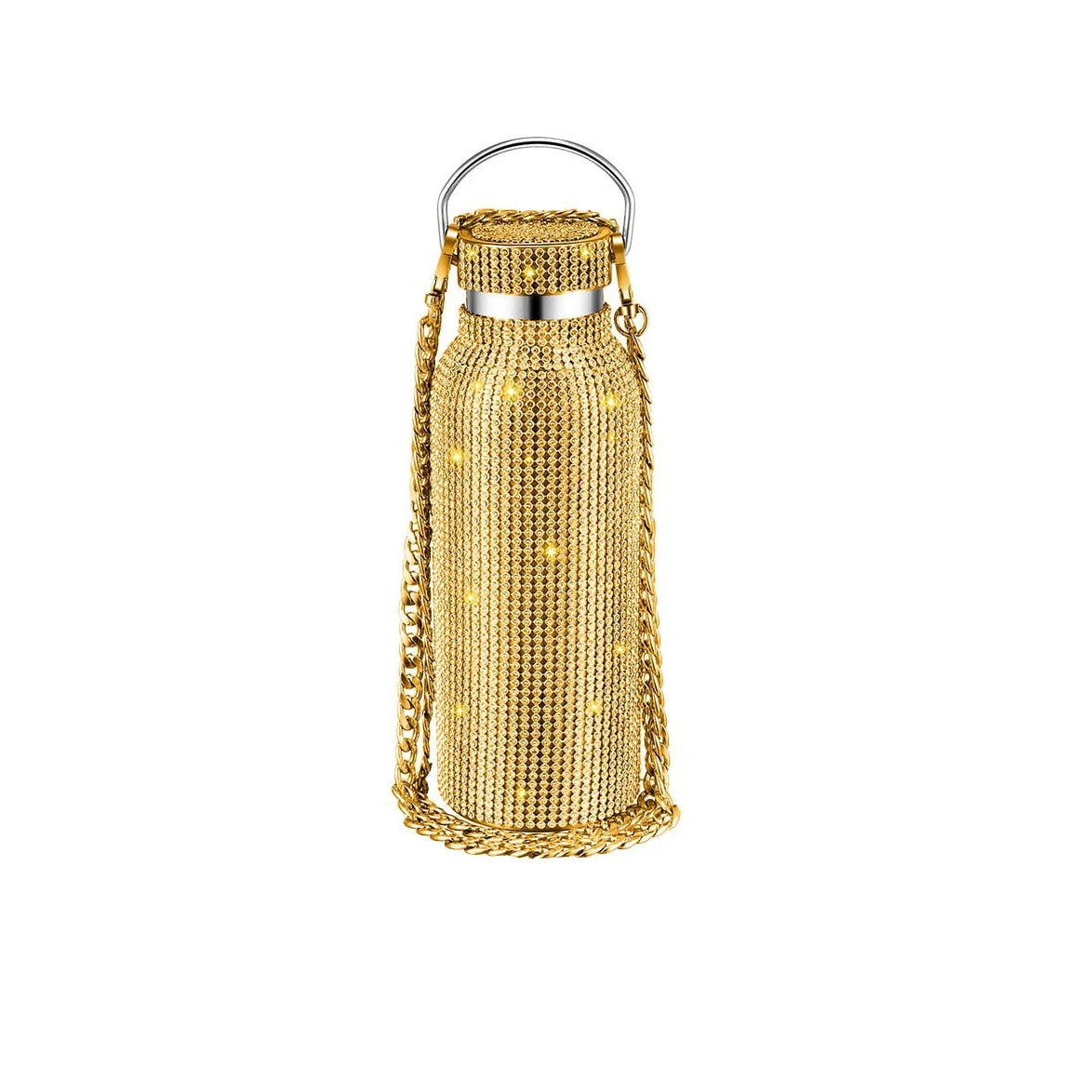 Shiny Glitter & Leopard Print Tumbler | Insulated Stainless Steel Cup with Chain