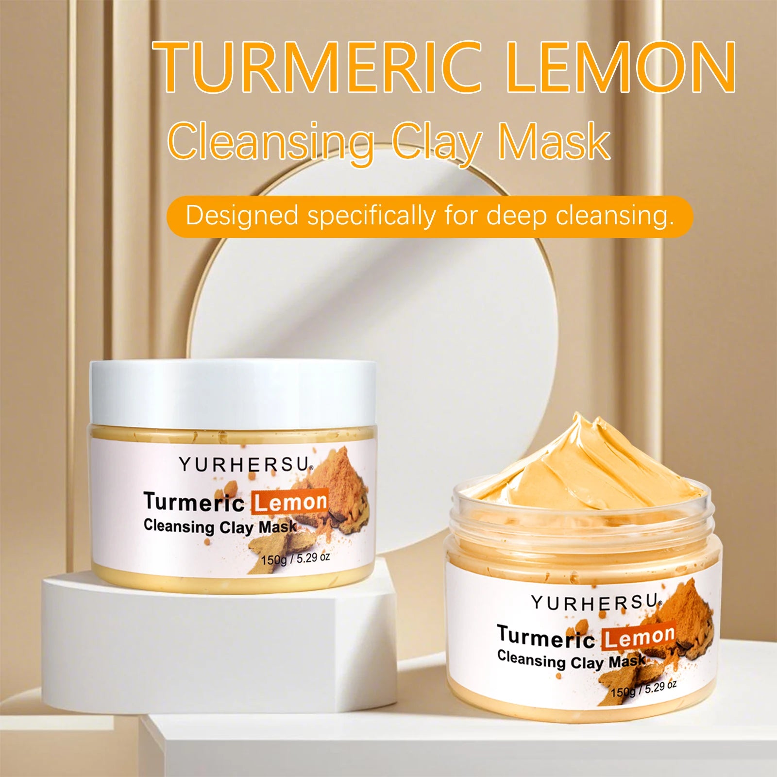 Turmeric & Vitamin C Clay Mask – Deep Cleansing, Pore-Minimizing & Brightening