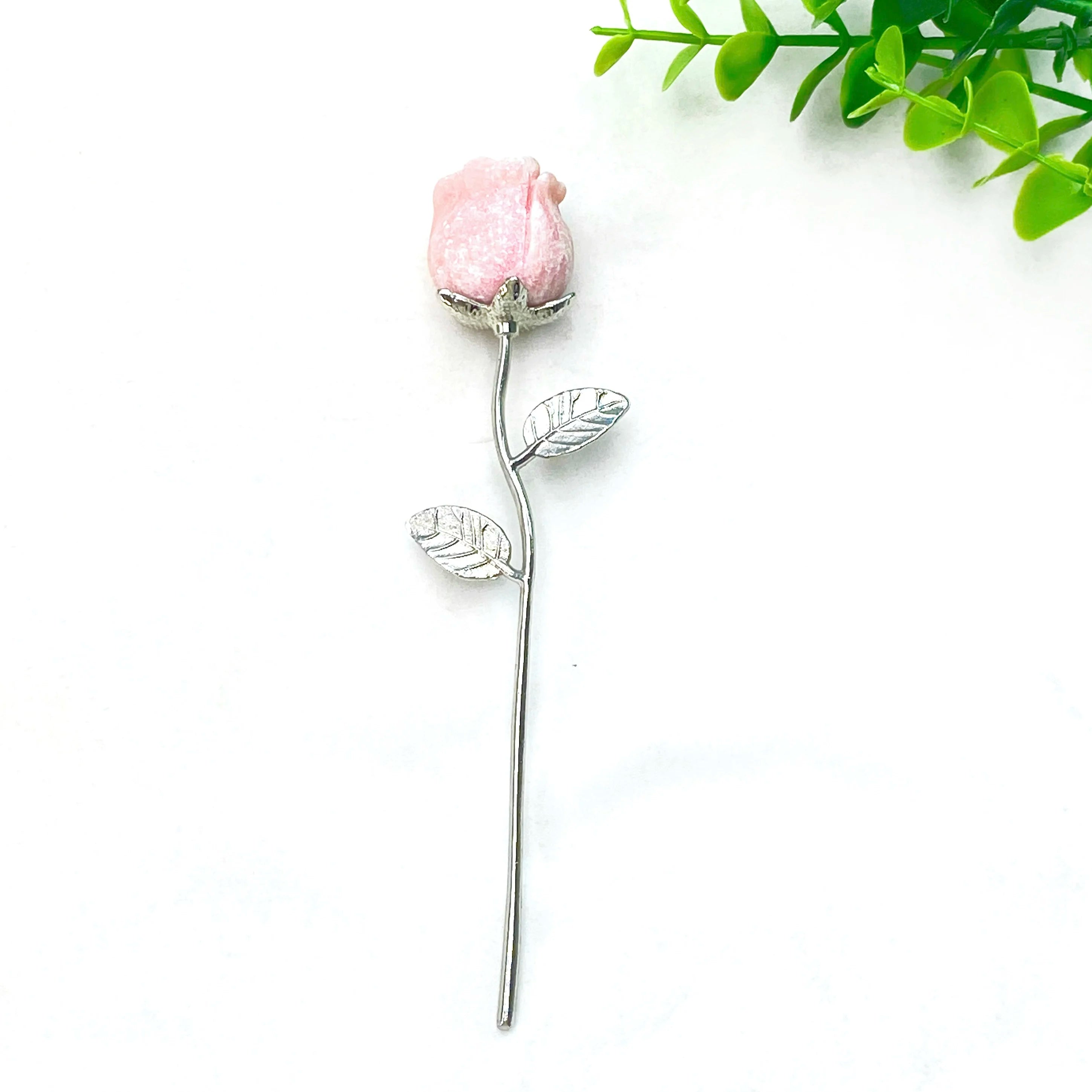 Crystal Carved Rose Flower — Natural Gemstone Rose Gift
