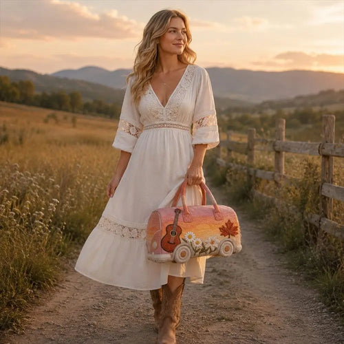 3D Quilted Duffle Bag | Boho Travel & Gym Tote