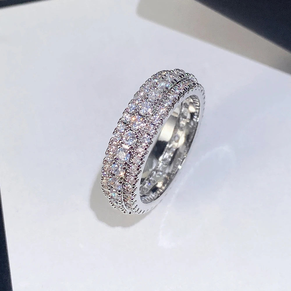 925 Sterling Silver Zircon Ring | Crystal Stone · Black, Gold & Silver · Sizes 5–12
