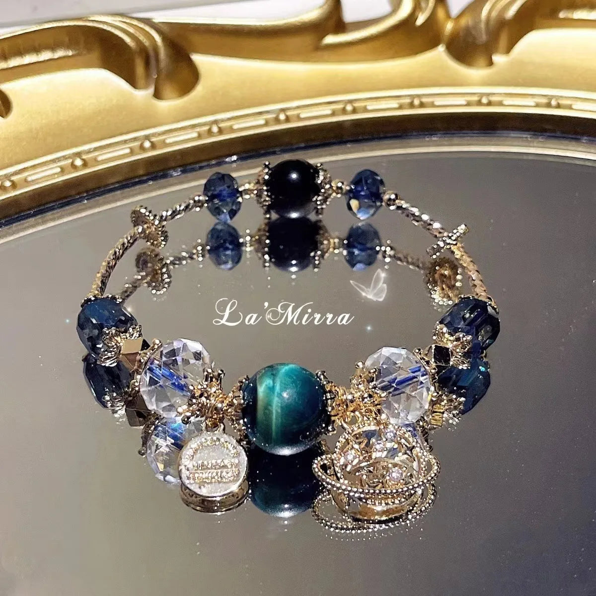Blue Sandstone Crystal Star Bracelet | Starry Sky · Heart & Moon Charm Styles
