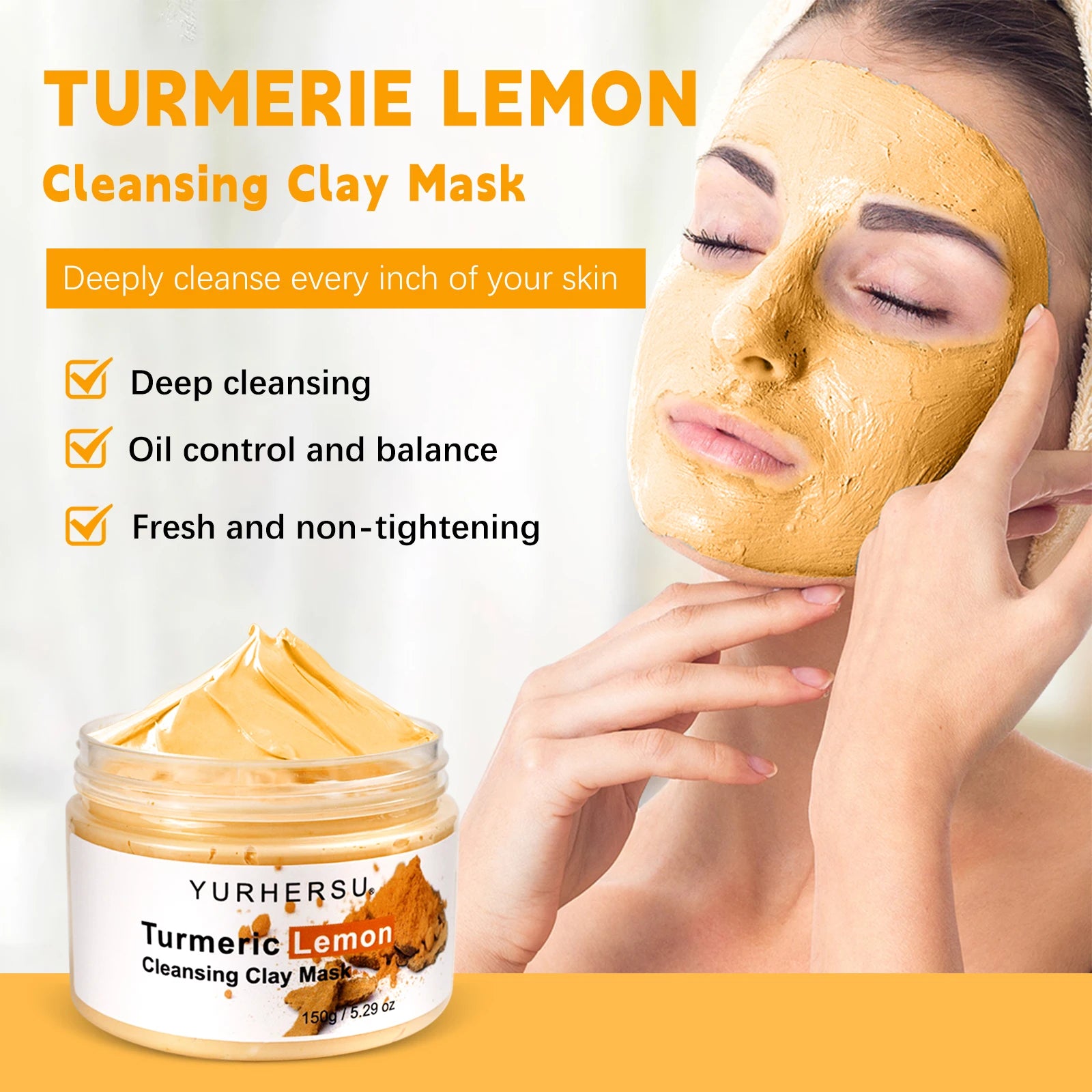 Turmeric & Vitamin C Clay Mask – Deep Cleansing, Pore-Minimizing & Brightening