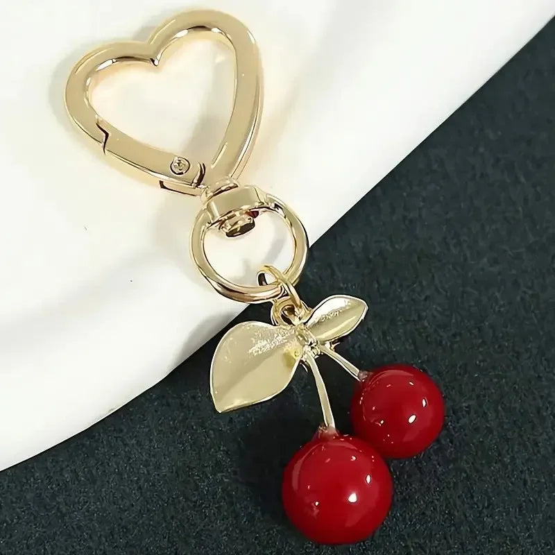 Cherry Blossom Heart Bag Charm | Lobster Clasp Purse Accessory