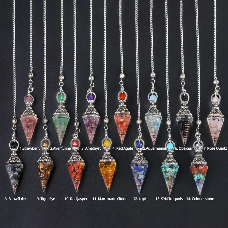Crystal Pendulum Pendant | Natural Stone Dowsing Necklace