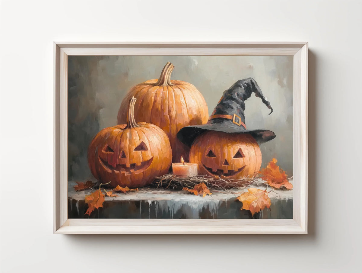 Halloween Ghost & Black Cat Dark Forest Canvas Print