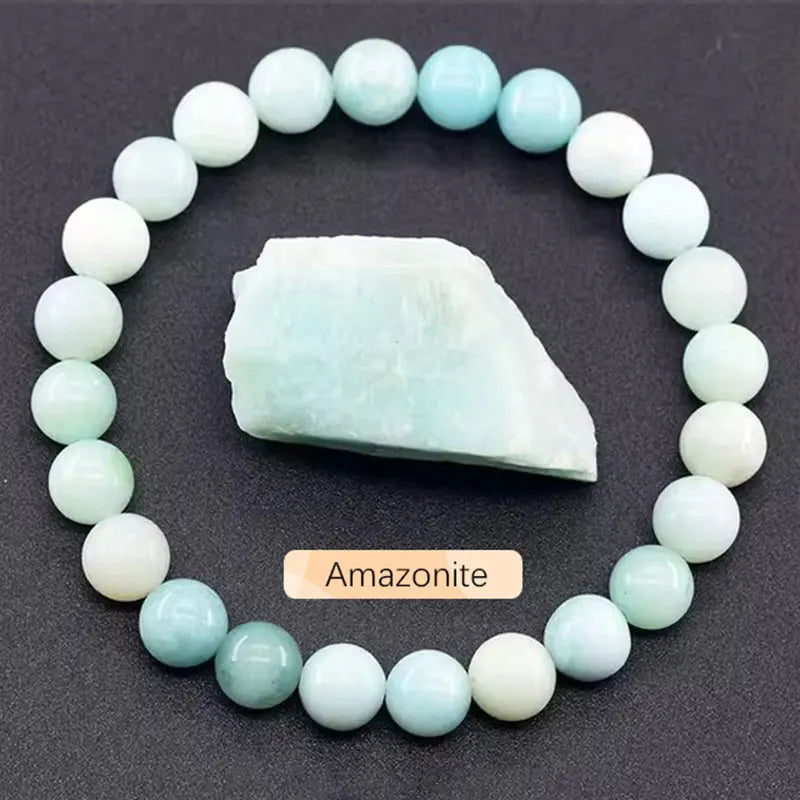 Natural Gemstone Beaded Bracelet — Healing Crystal Stretch Bracelet