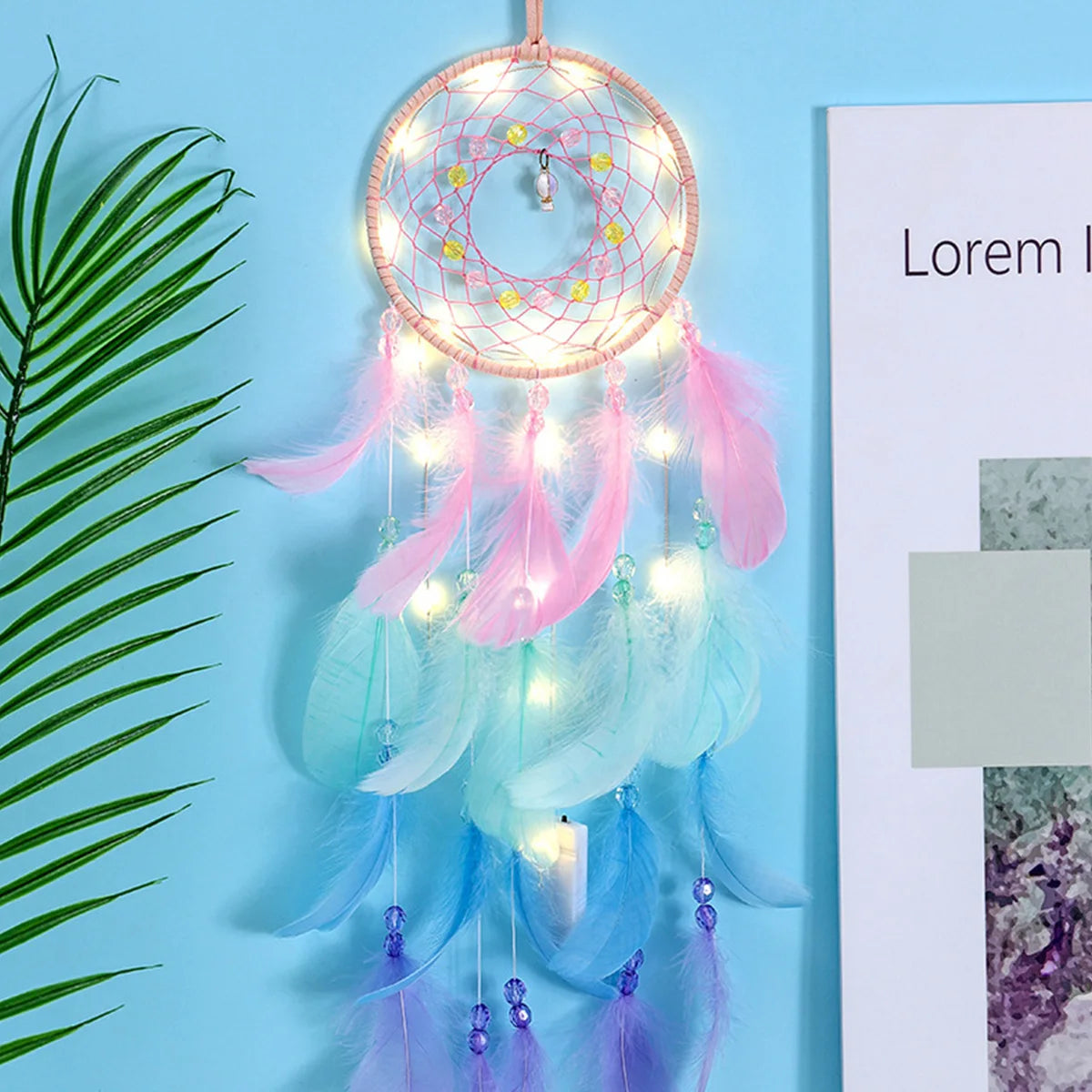 Colorful Handmade Unicorn Dreamcatcher — Single & 2-Piece Sets with Optional LED Lights