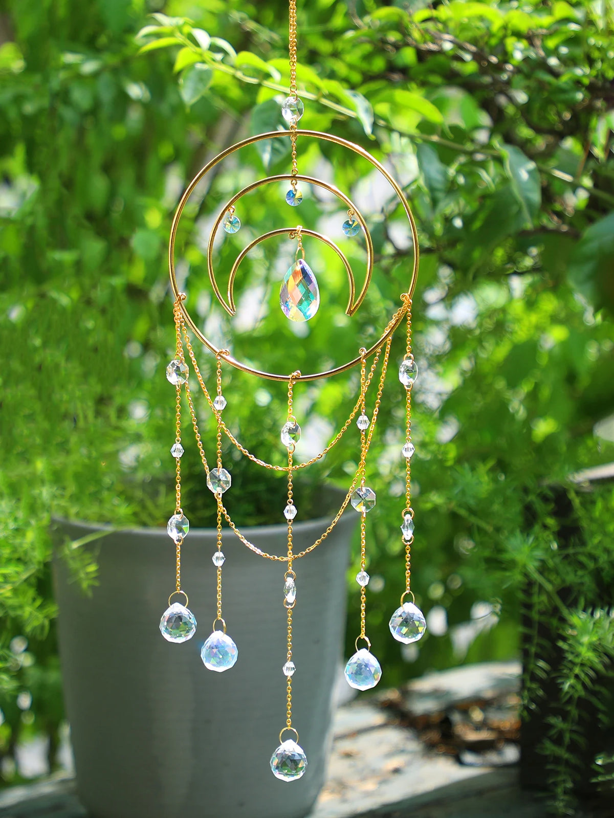 Moon Crystal Prism Suncatcher | Window Hanging