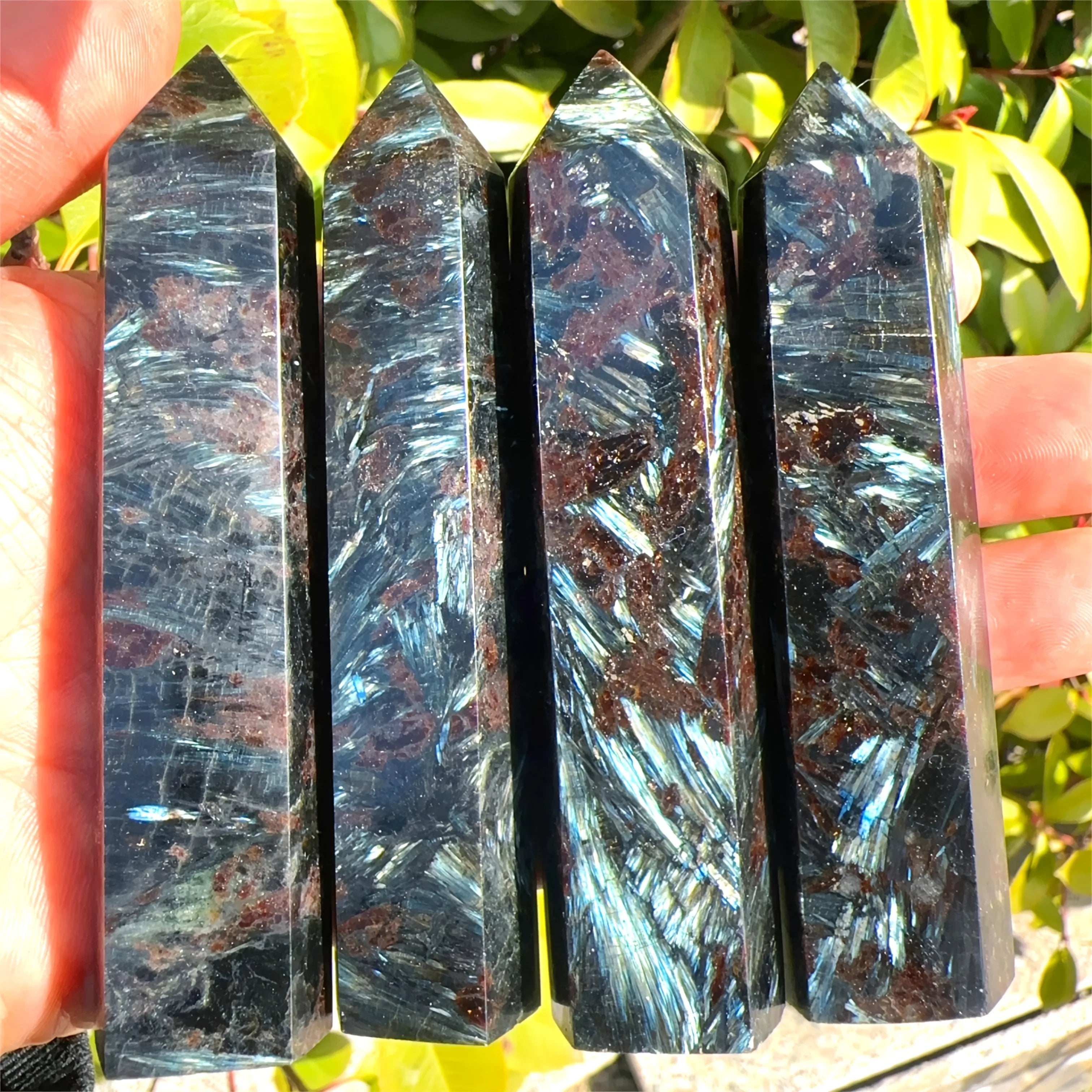 Natural Astrophyllite & Arfvedsonite Crystal Tower — Flashy Metaphysical Stone Obelisk