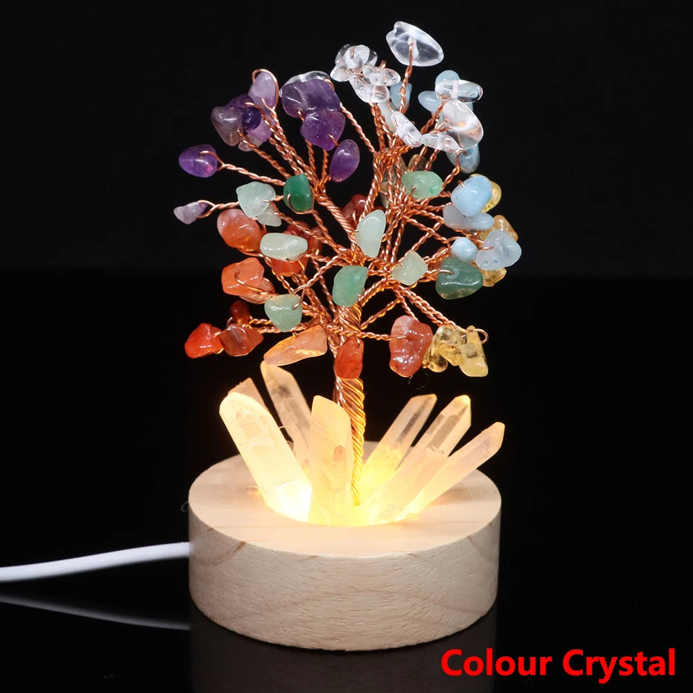 Crystal Tree Lamp – Natural Stone Reiki Healing Décor