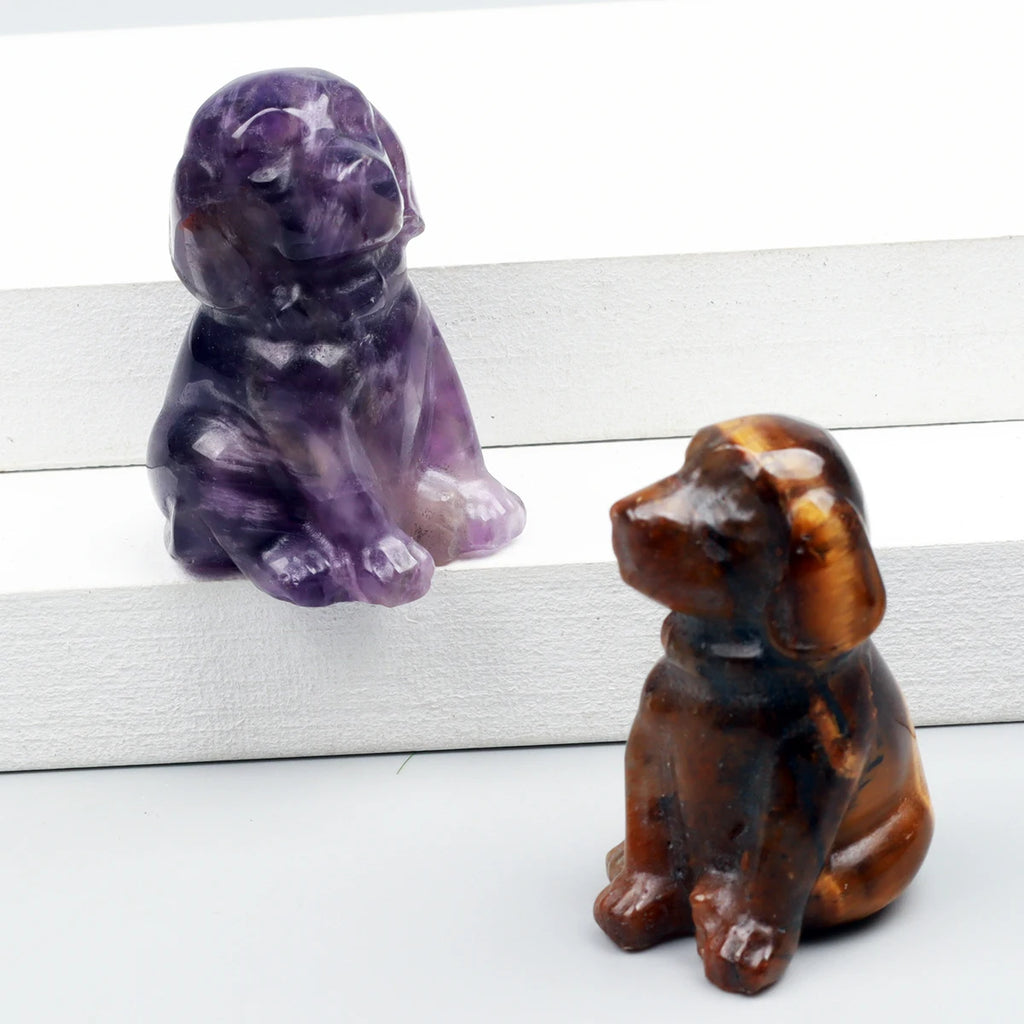 Mini Sitting Puppy Figurine | Stone & Opalite Options