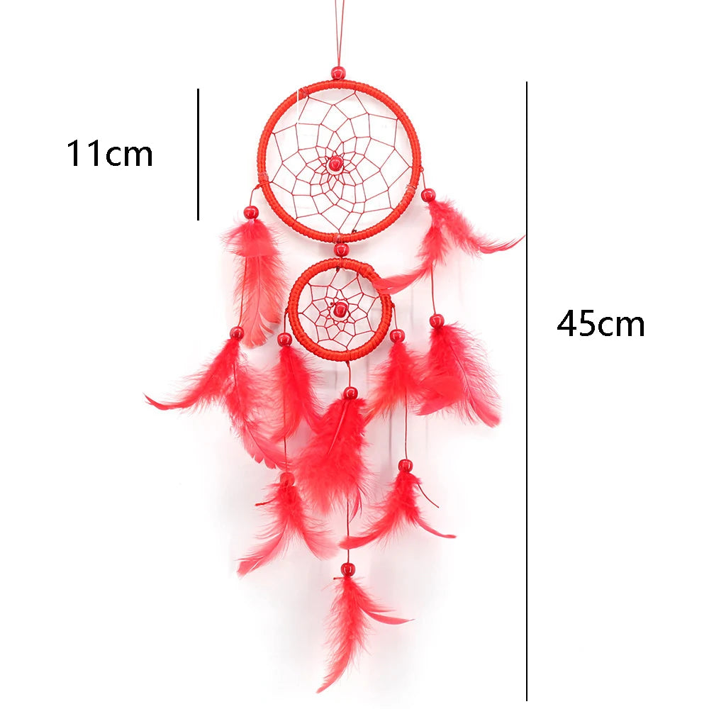 Indian Dream Catcher Wall Hanging | Feather & Bead Boho Wall Decor