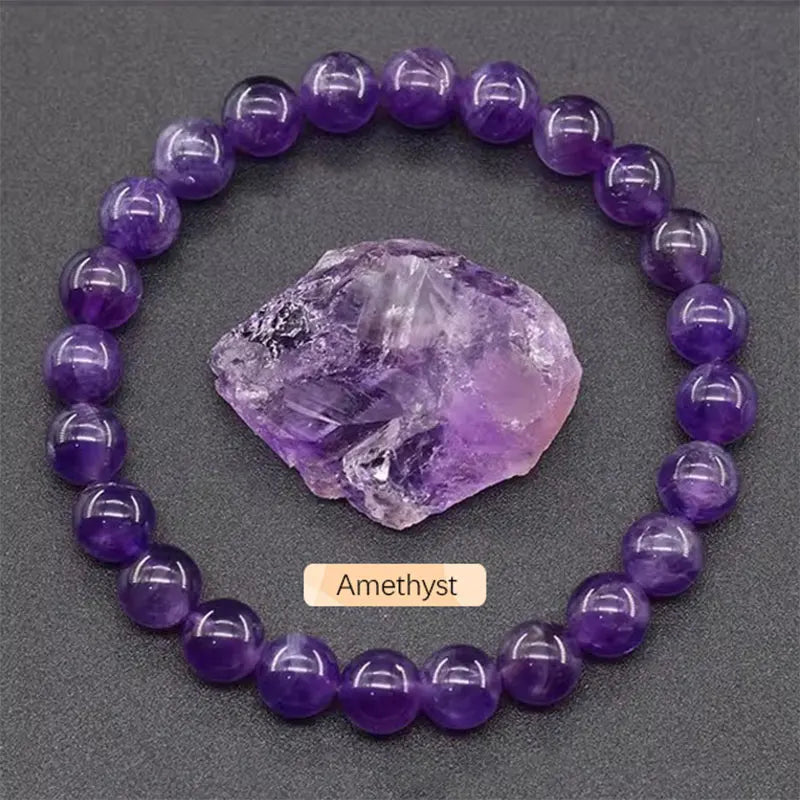 Natural Gemstone Beaded Bracelet — Healing Crystal Stretch Bracelet