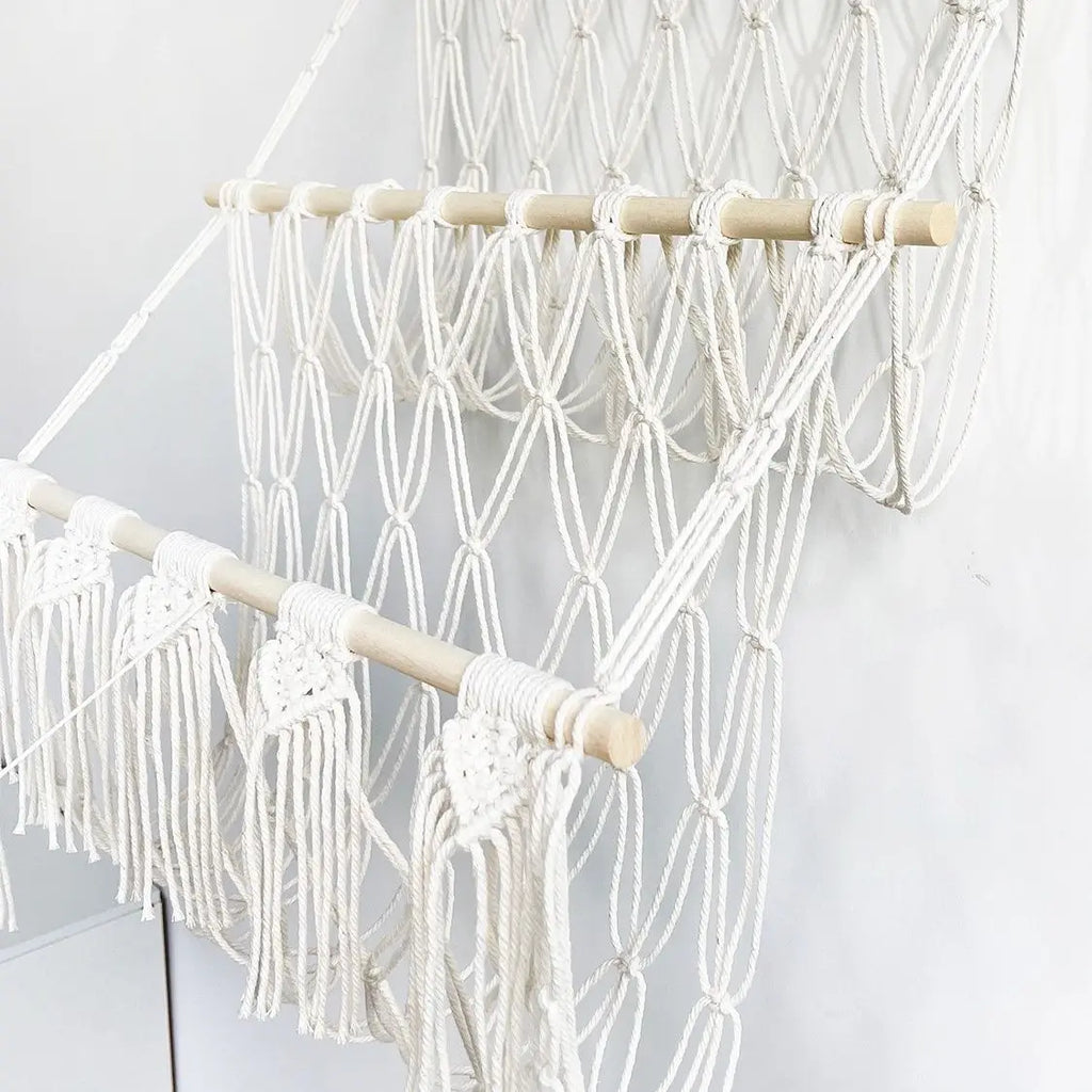 Boho Handwoven Storage Hammock | Wall-Mounted Stuffed Animal & Toy Organizer