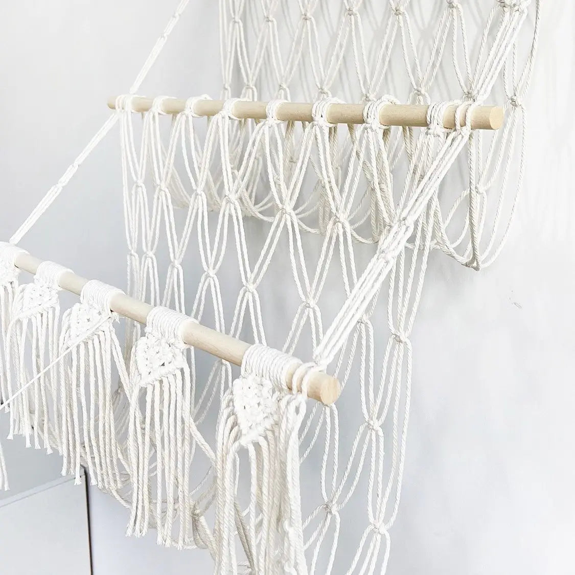Boho Handwoven Storage Hammock | Wall-Mounted Stuffed Animal & Toy Organizer