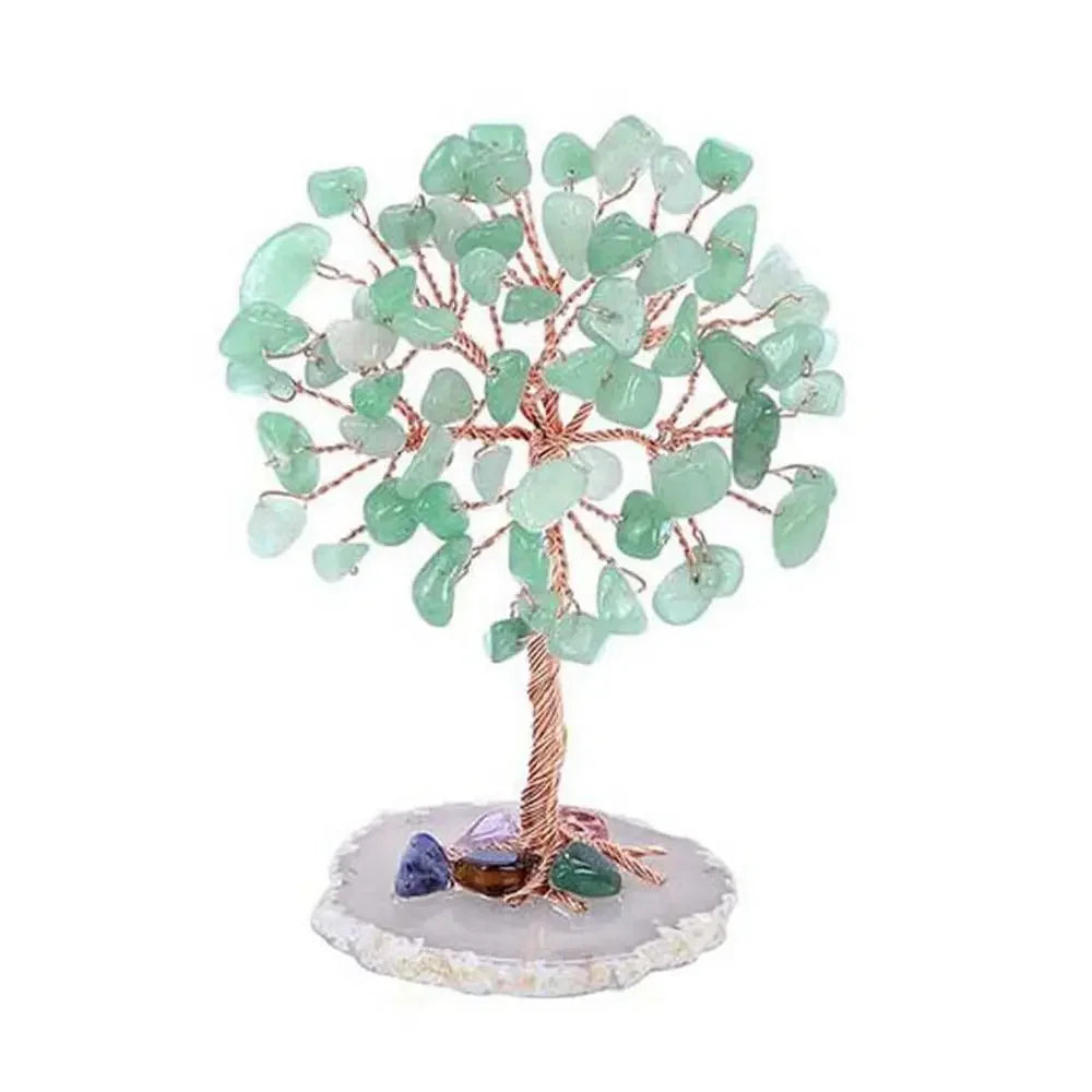 Crystal Money Tree — Feng Shui Gemstone Tree with Agate Slice Base
