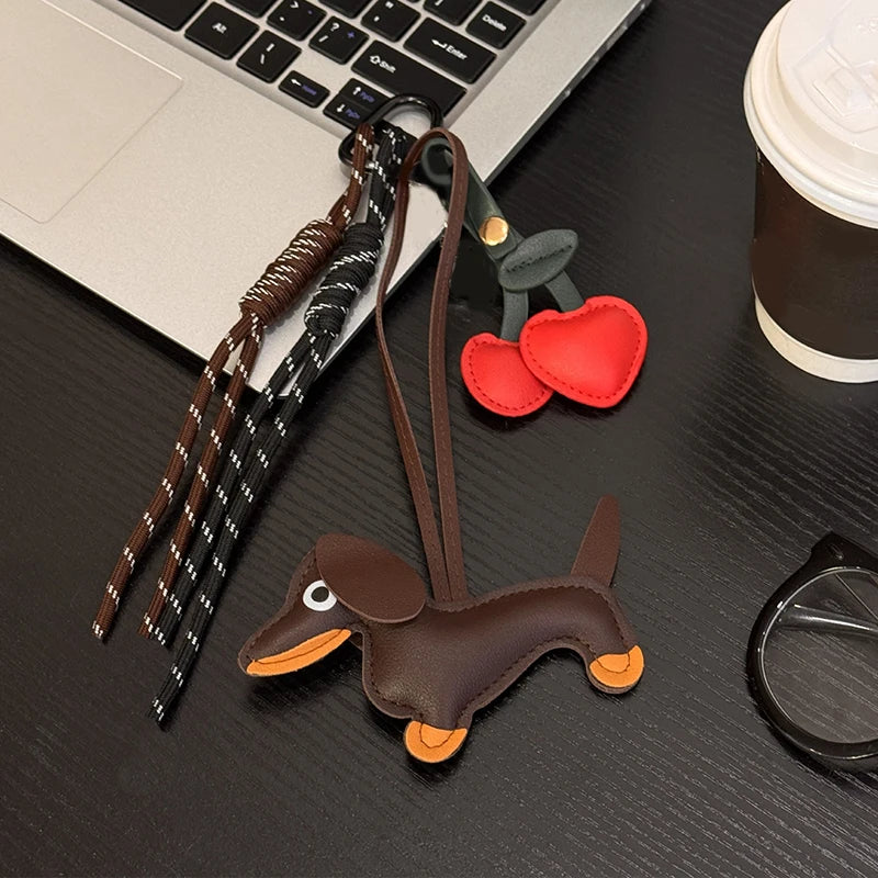 Cherry Leather Bag Charm Keychain | Cute Purse Accessory for Women