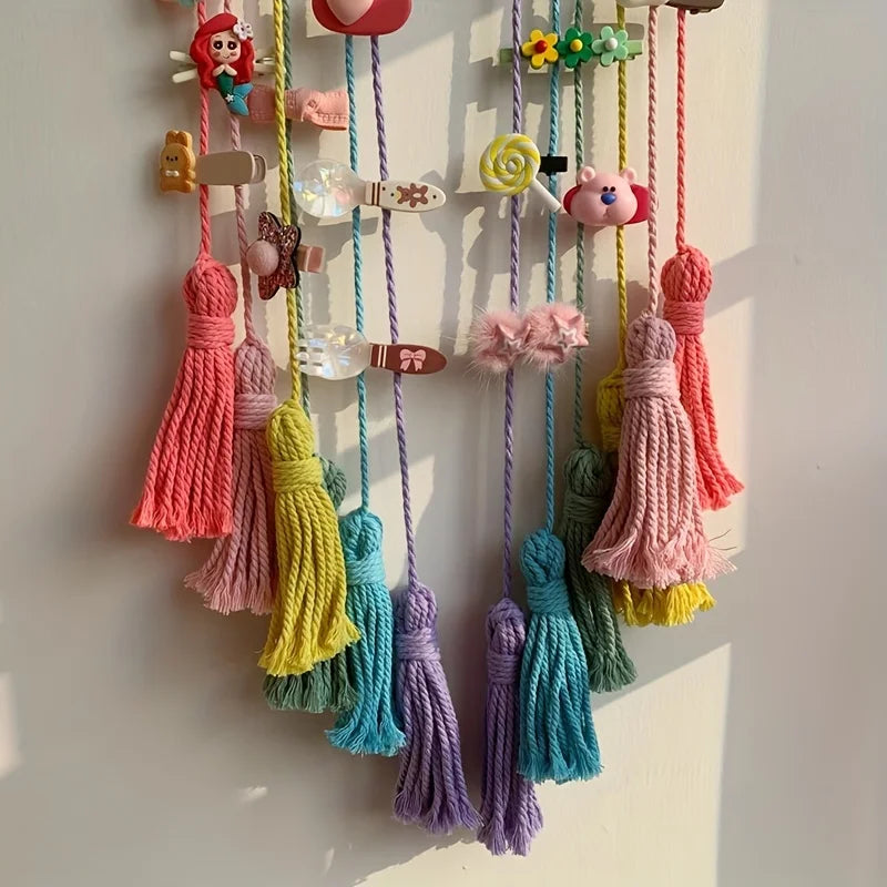 Rainbow Tassel Dream Catcher Wall Hanging — Handmade Boho Lace Décor