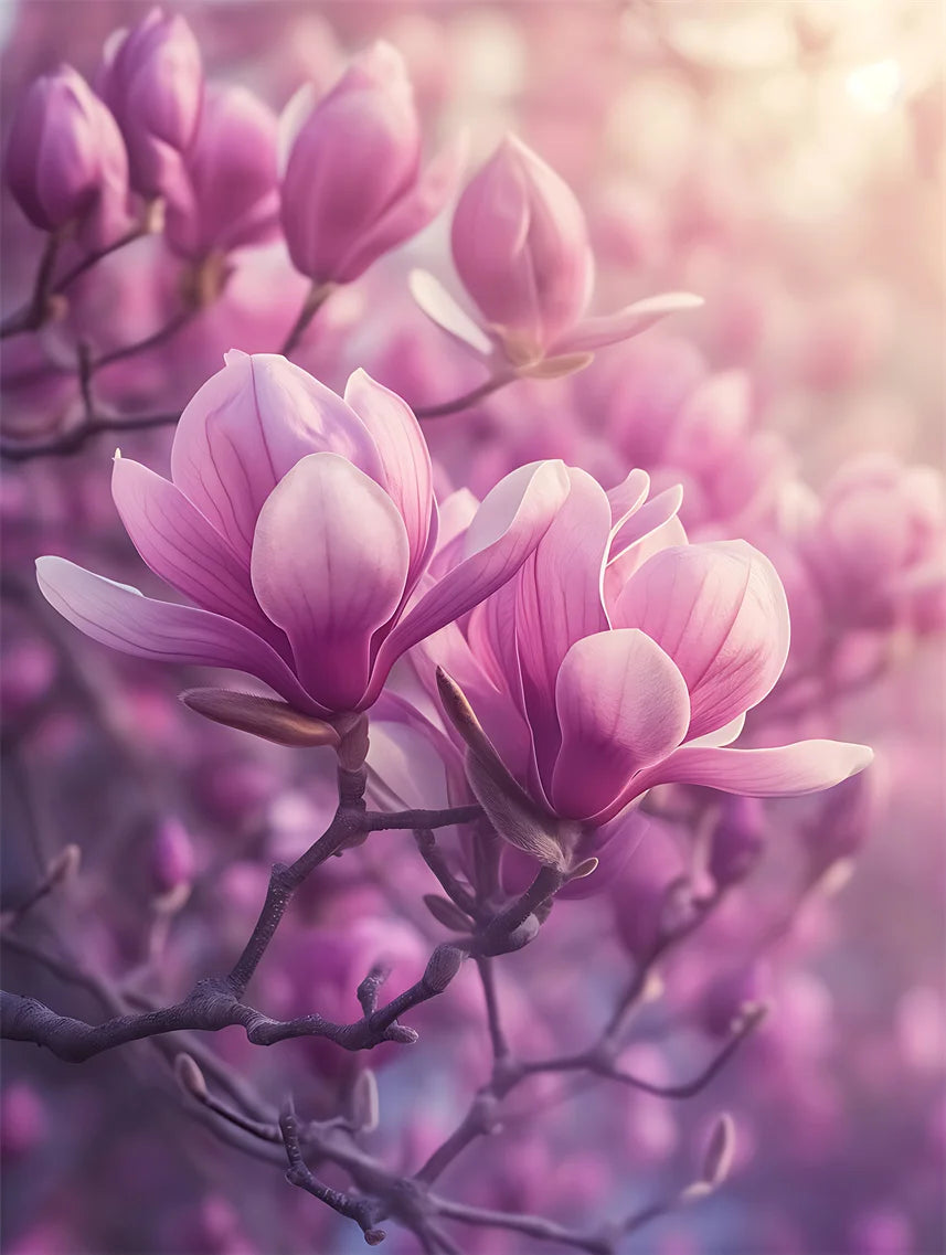 Pink Magnolia Floral Canvas Wall Art | Modern Botanical Home Decor Print