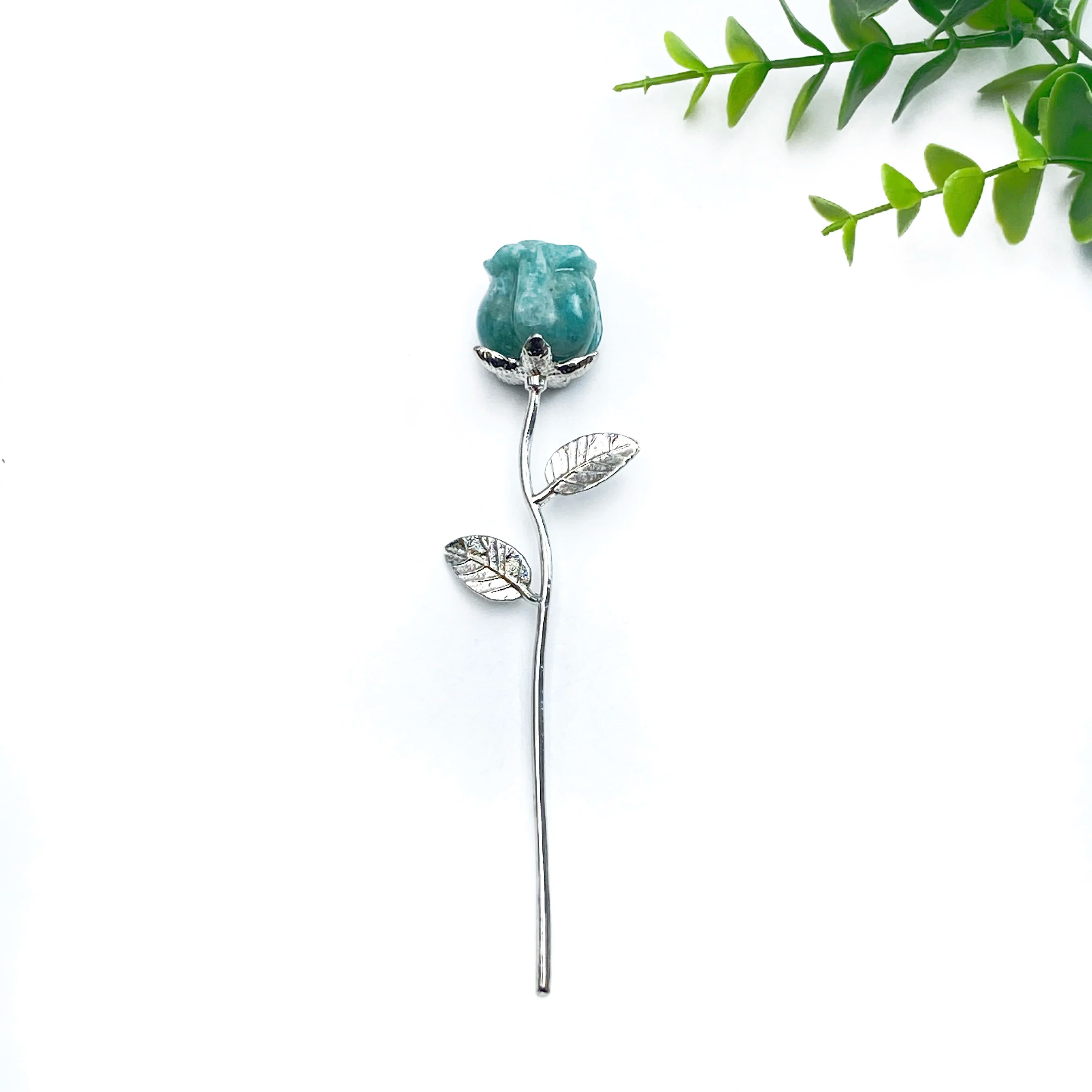 Crystal Carved Rose Flower — Natural Gemstone Rose Gift