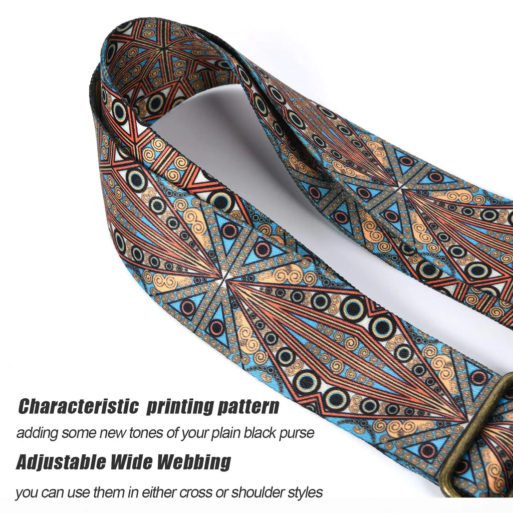 Boho Embroidered Wide Nylon Bag Strap