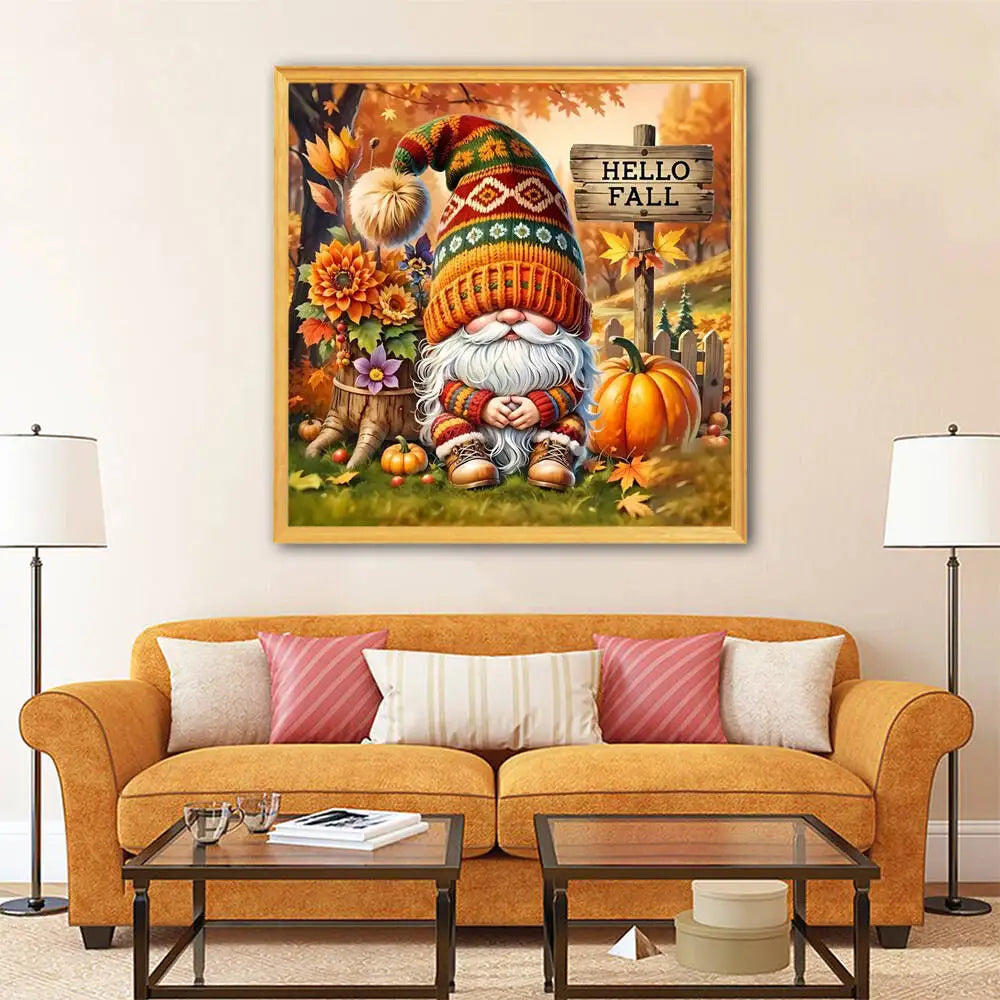 Halloween Gnome Diamond Painting Kit – Pumpkin Dwarf 5D DIY