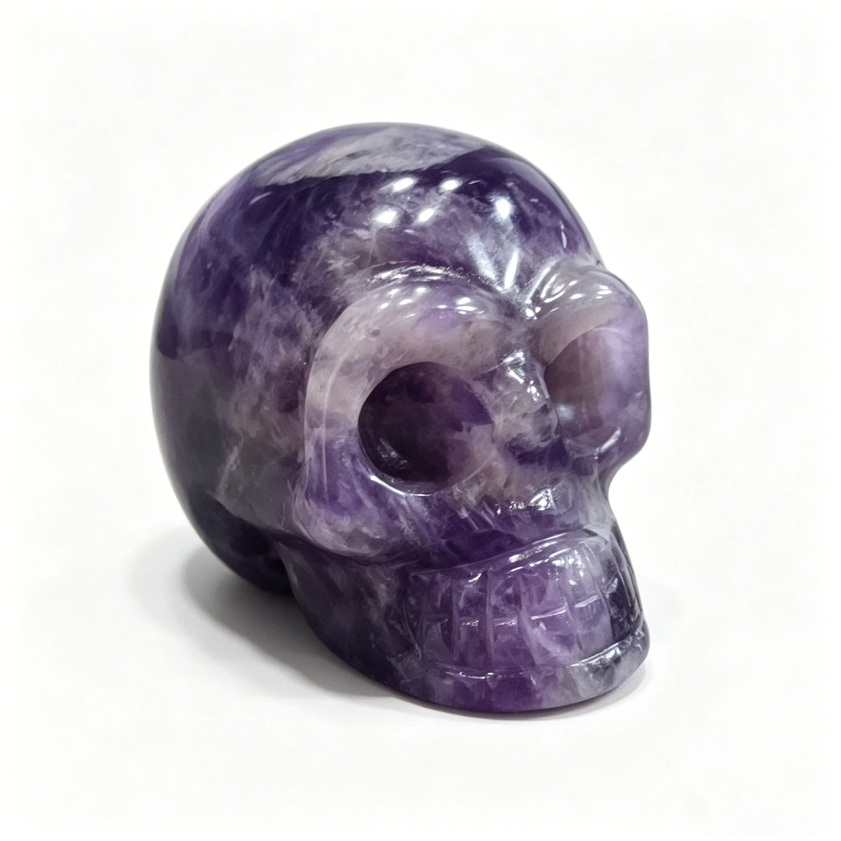 Natural Crystal Skull Figurine | 2" Carved Healing Stone | Halloween & Meditation Decor