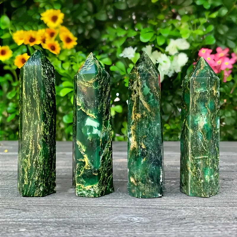 Natural Emerald Crystal Tower — Single Point Healing Stone for Home Decor