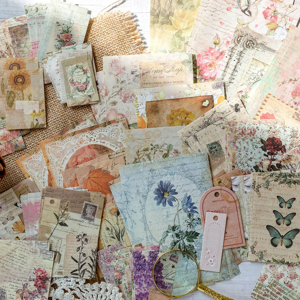 Vintage Junk Journal Paper Kit | 100pcs Scrapbooking Collage Craft Sheets