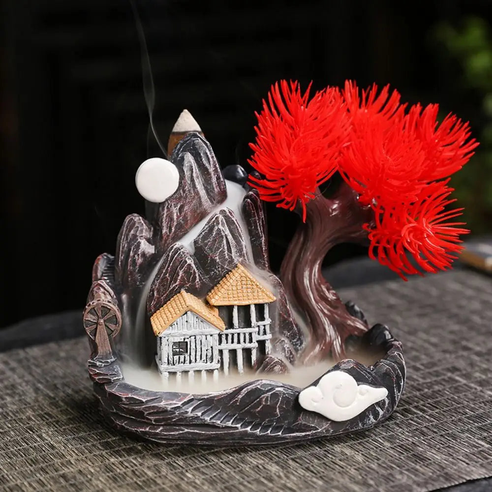 Waterfall Backflow Incense Burner – Resin Incense Holder for Home & Office