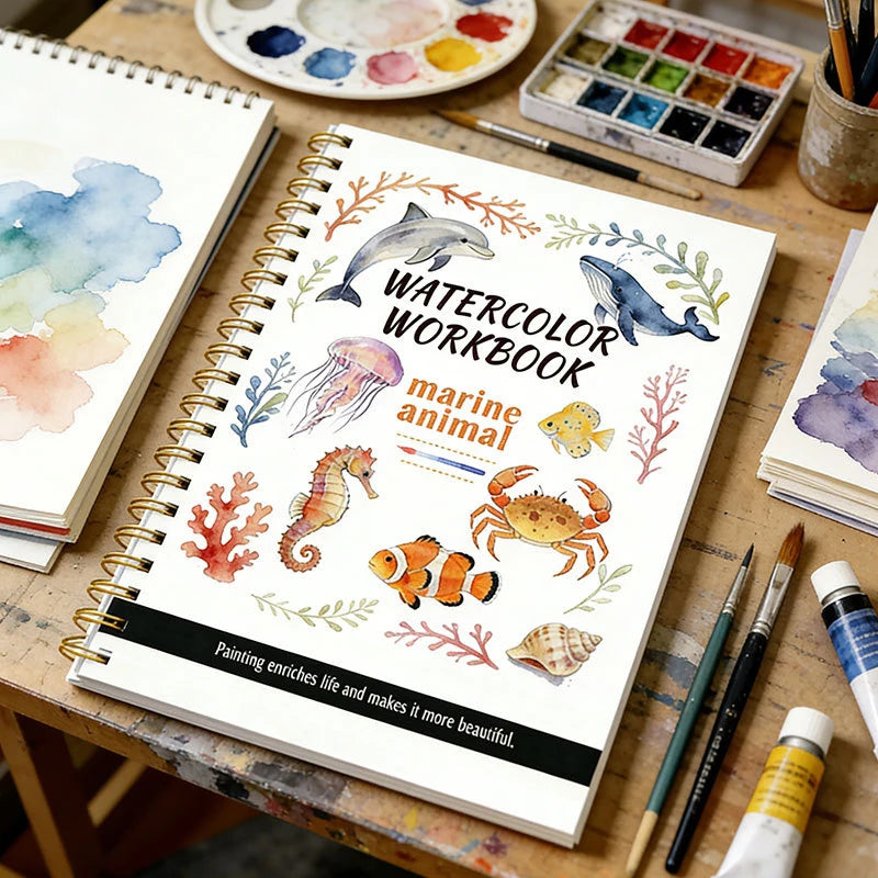 Watercolor Beginner's Practice Workbook | 14 Sketches + 2 Color Mixing Guides