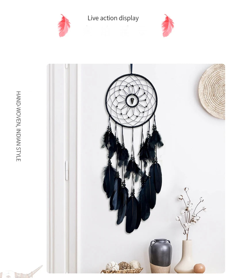 Nordic Dream Catcher Handmade  White Feather Wind Chimes Crystal Wall Pendant Birthday Festival Gifts Bedroom Hanging Ornaments