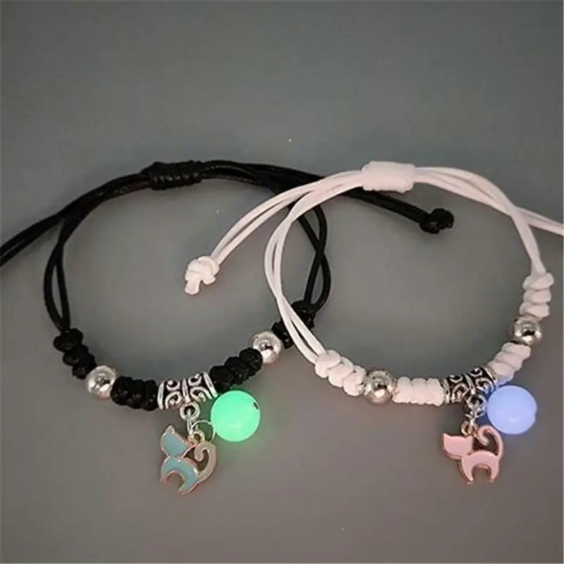 Luminous Bead Matching Bracelet Set | Friendship & Couple Charm Bracelets