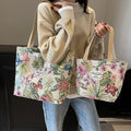 Floral Canvas Shoulder Tote | Four Colors & Two Sizes