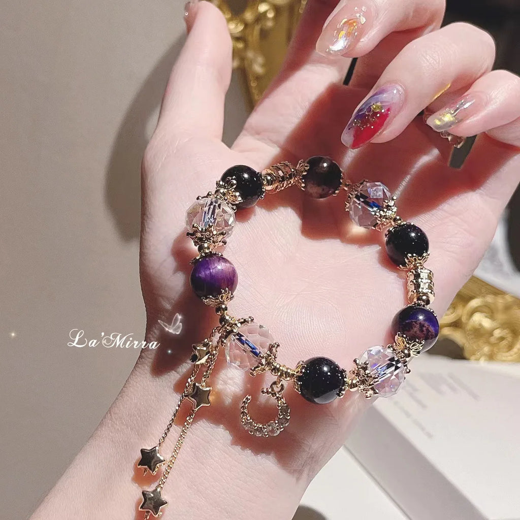 Blue Sandstone Crystal Star Bracelet | Starry Sky · Heart & Moon Charm Styles