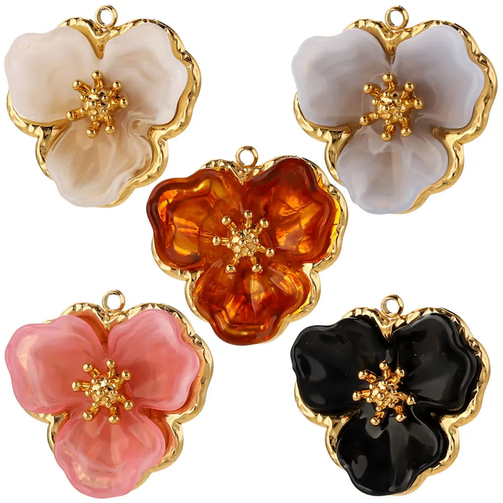 Hibiscus Flower Pendant Charms for DIY Jewelry