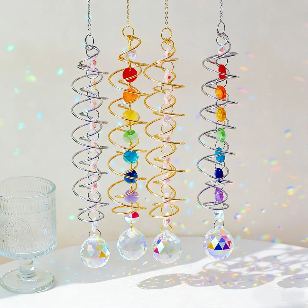 Spiral Tail Gazing Ball Crystal Suncatcher