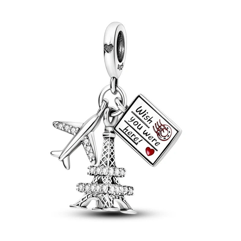 925 Sterling Silver Charm Holder Set – Bag Charm & Key Ring for DIY Jewelry