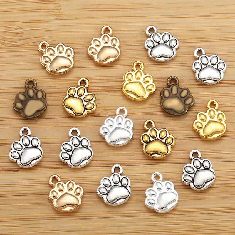 Bear Paw Charms – 20pcs Zinc Alloy Pendants for DIY Jewelry Making