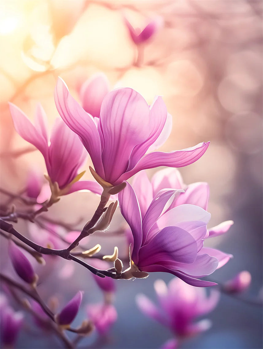 Pink Magnolia Floral Canvas Wall Art | Modern Botanical Home Decor Print