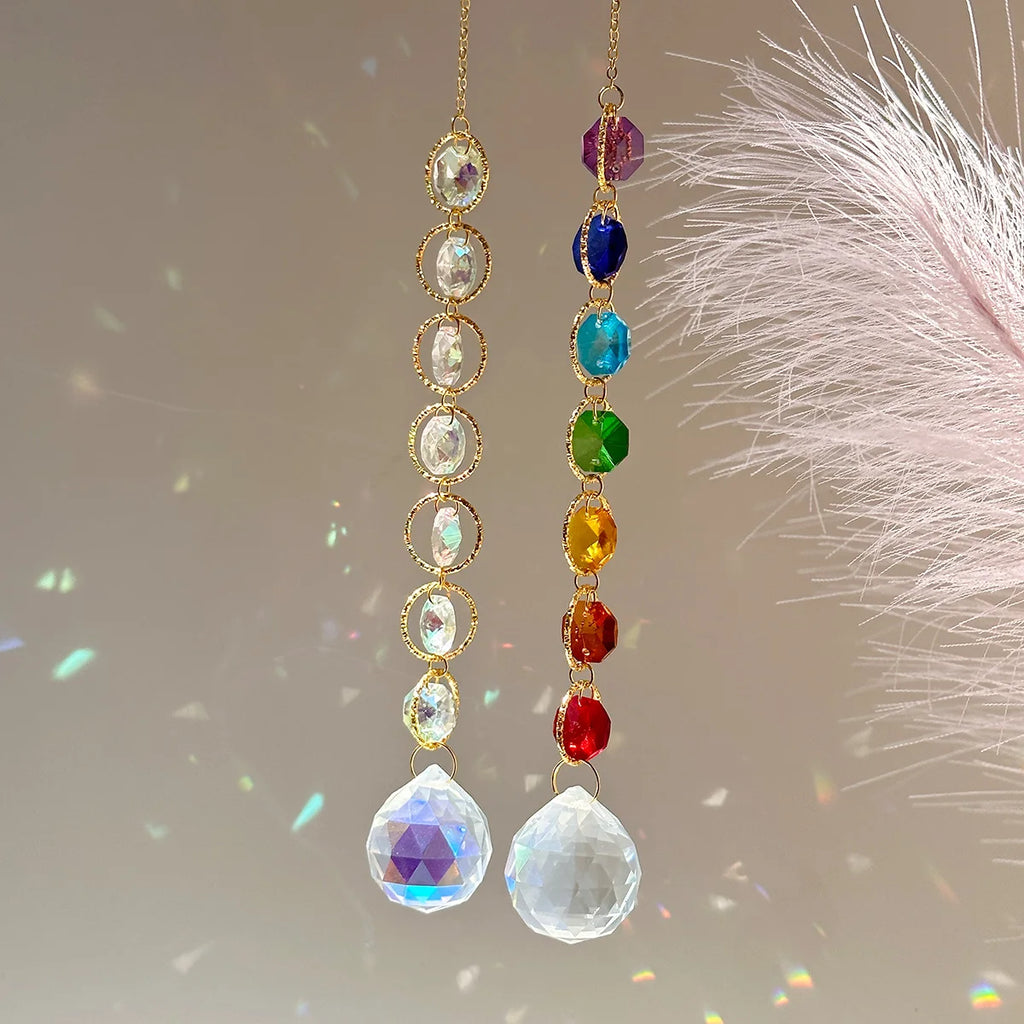 Rainbow Whimsy Crystal Suncatcher Mobile
