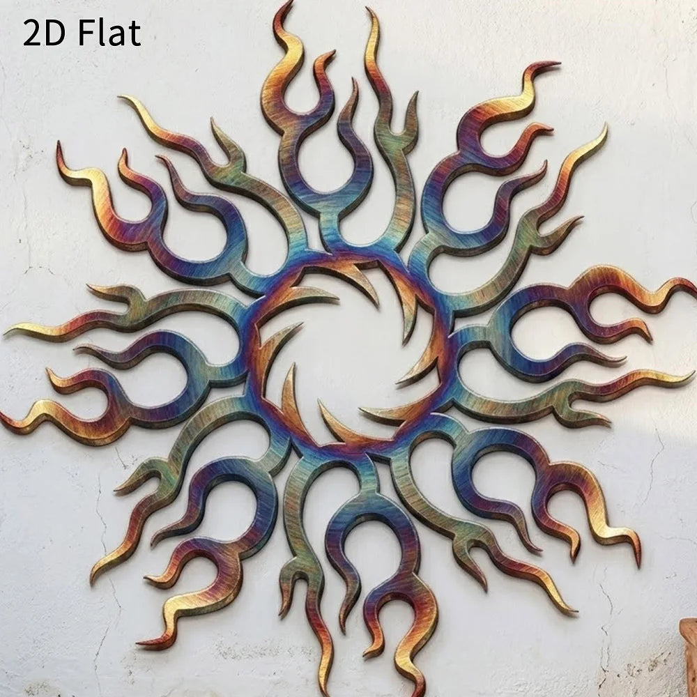 Celestial Sun Flame Metal Wall Art