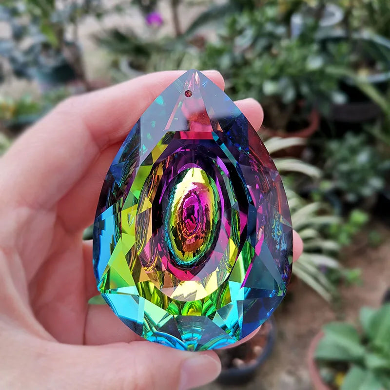 Crystal Prism Suncatcher — 76mm AB Rainbow