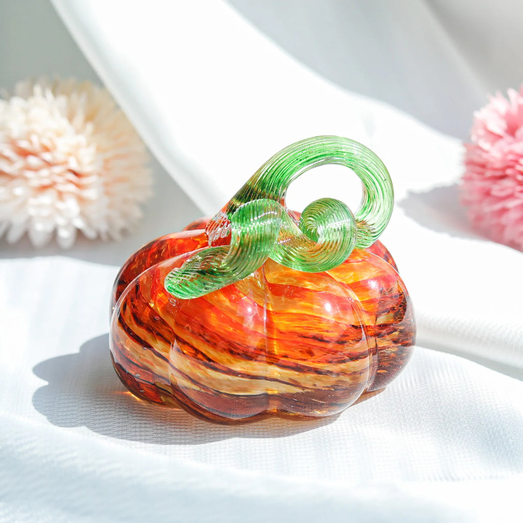 Hand-Blown Glass Pumpkin Figurine | Autumn Decor