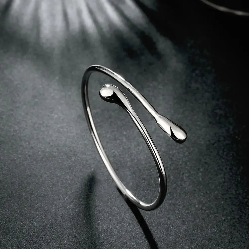 925 Sterling Silver Teardrop Bangle Bracelet