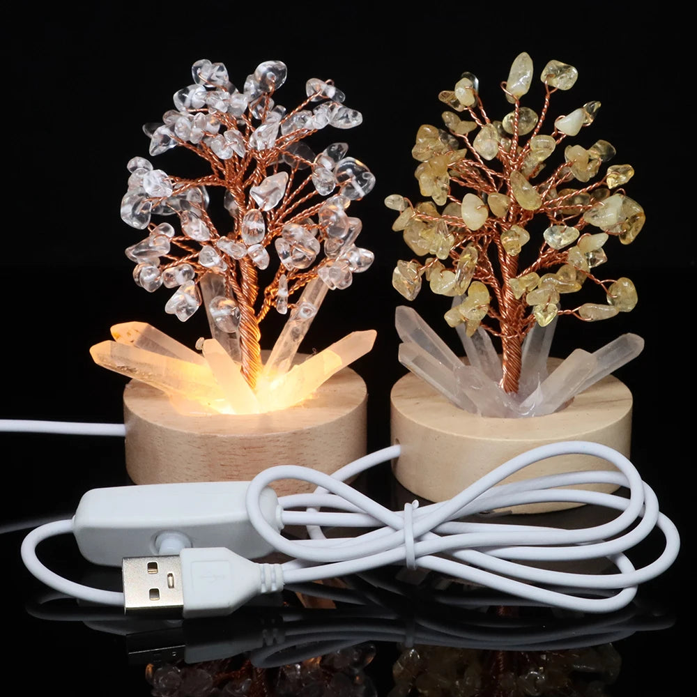 Crystal Tree Lamp – Natural Stone Reiki Healing Décor