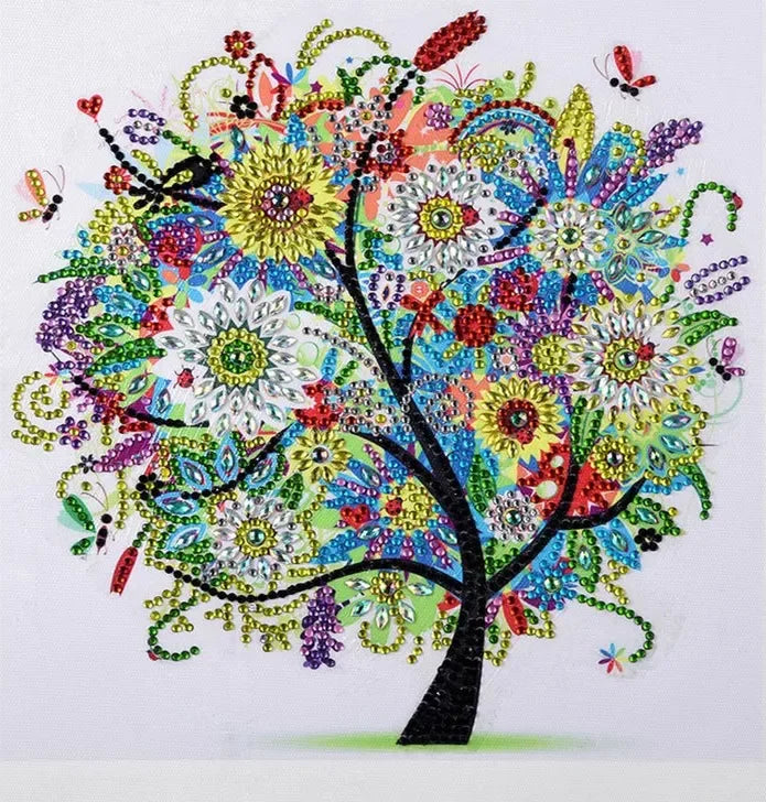 Winter Flower Tree Diamond Painting Kit | Special-Shaped Diamonds