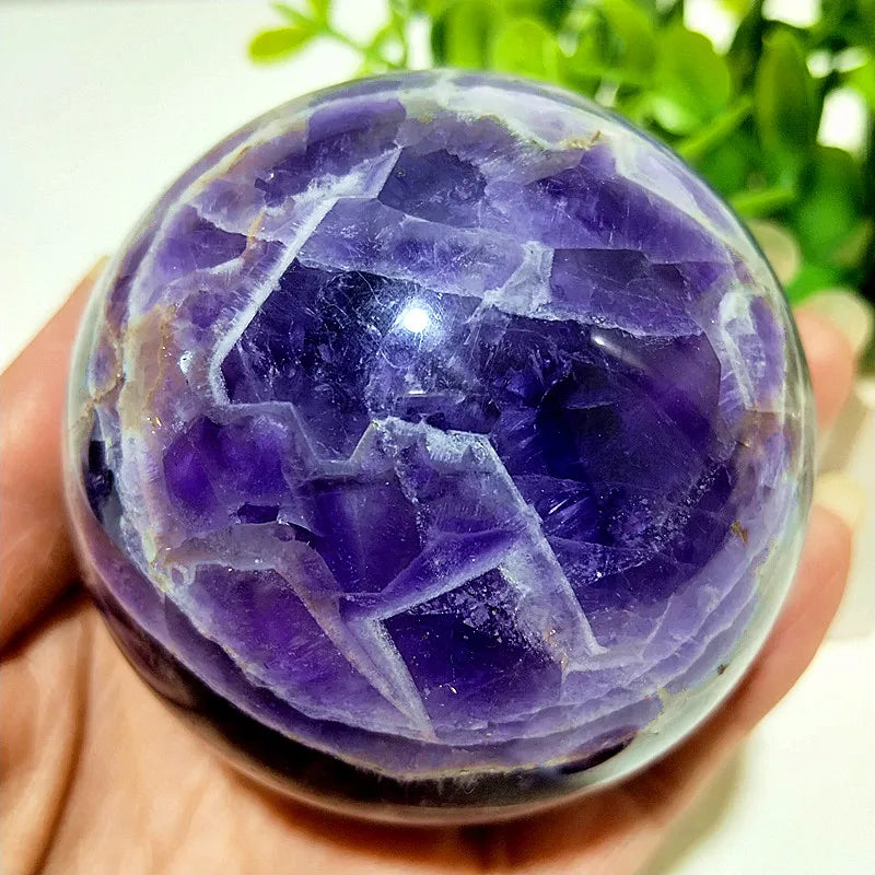 Natural Amethyst Crystal Ball Sphere | Purple Quartz Healing Stone for Home Décor & Chakra