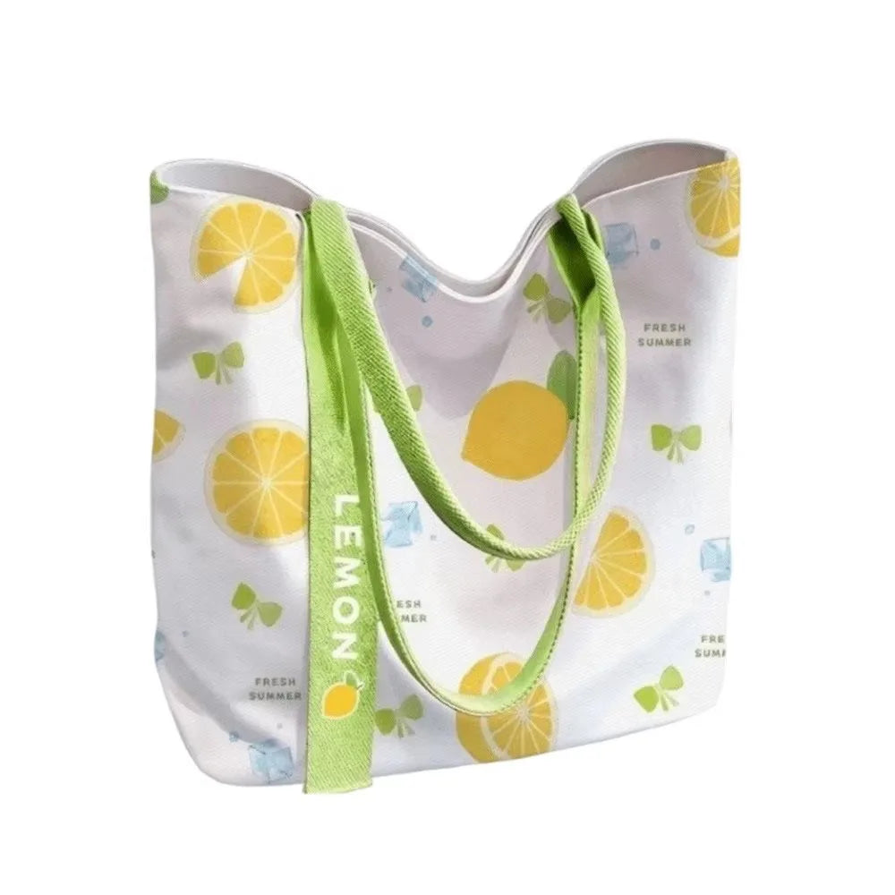 Floral & Lemon Canvas Tote Bag | Small & Large